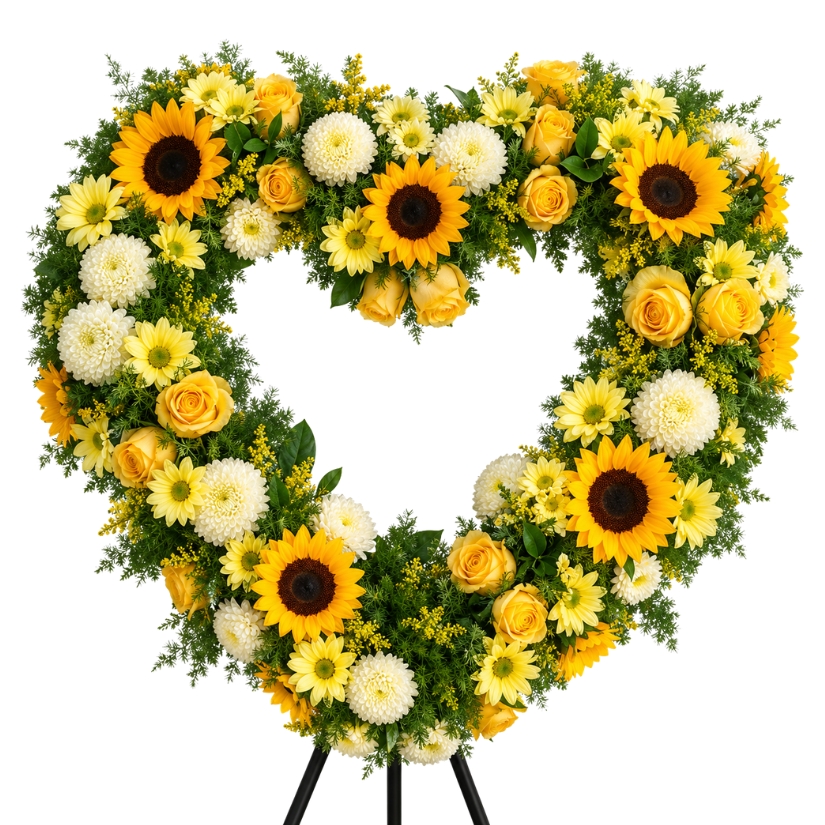 Fúnebre 600x600 (3) Corazón Girasoles - Imagen 1