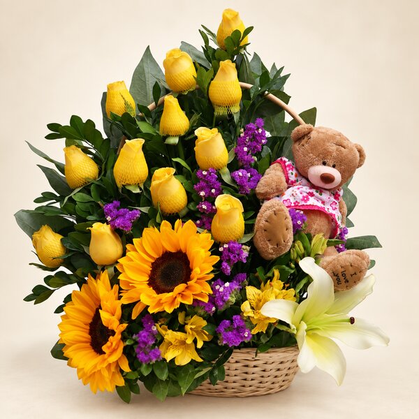 11 Arreglo 12 Rosas y 2 Girasoles/FA - Imagen 1